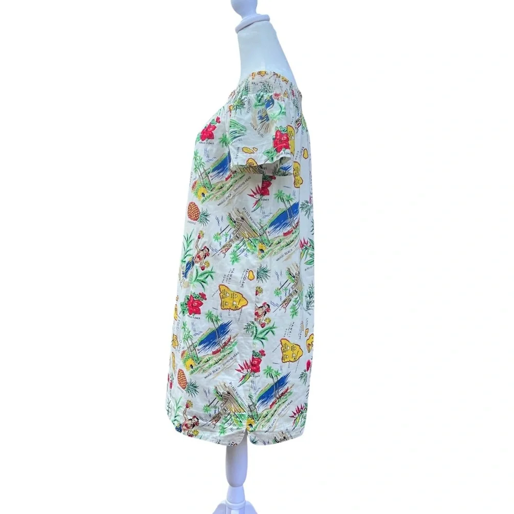 J.‎ Crew Hawaii Print Off-Shoulder Cotton Mini Dress Size 6